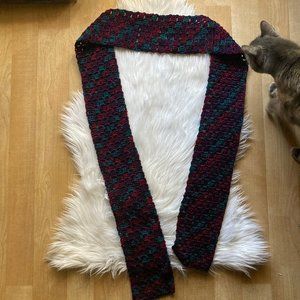 Handmade Crochet Adult Maroon & Teal Unisex Scarf